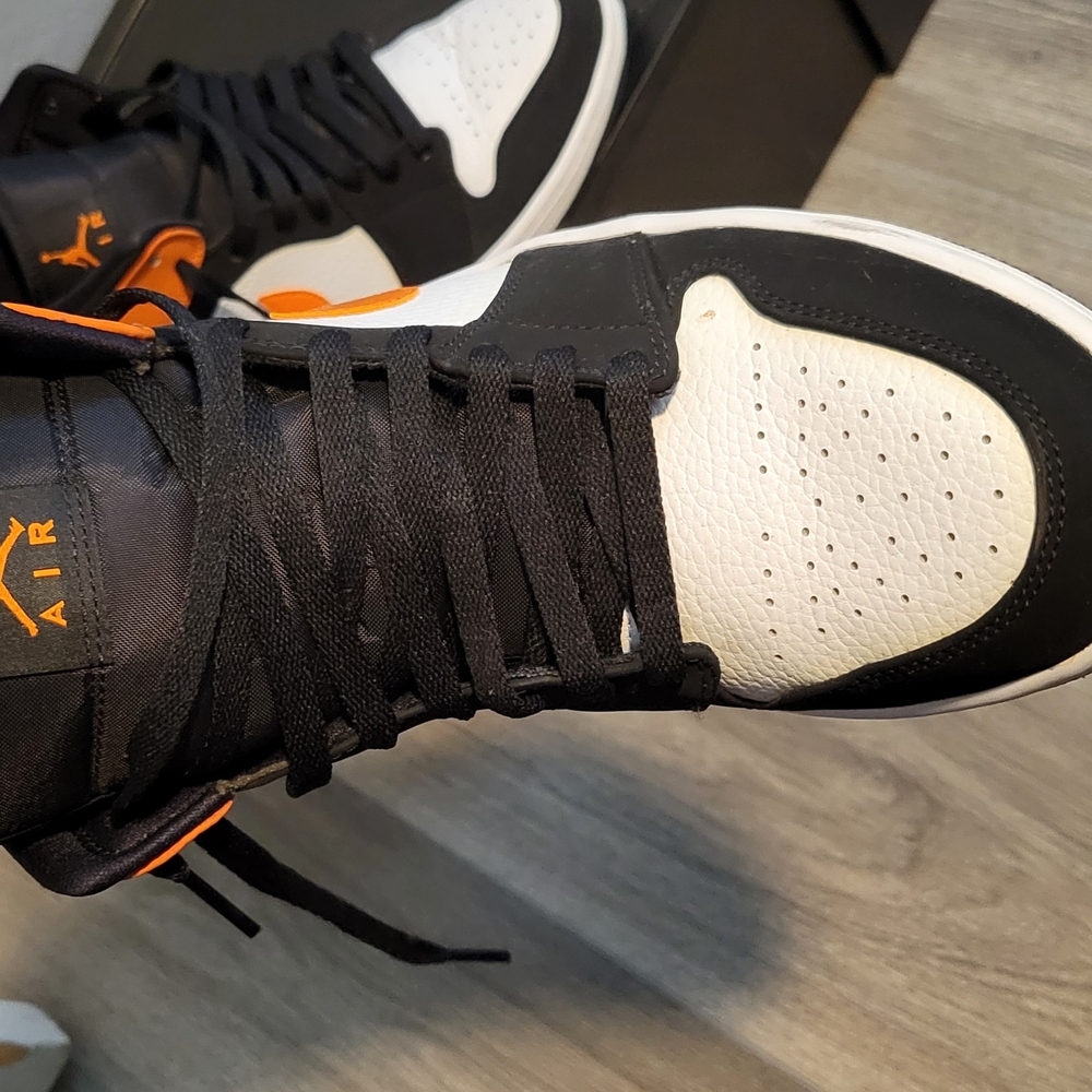 Jordan Men's Black and Orange Sneakers - Picture 2 of 4